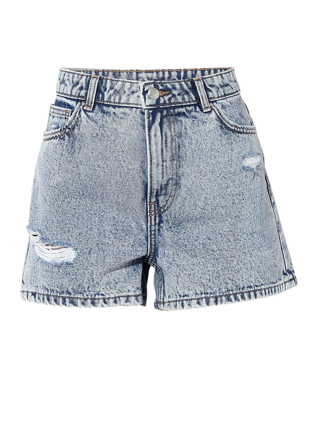 Light Blue Mom Fit Denim Shorts - Image 6