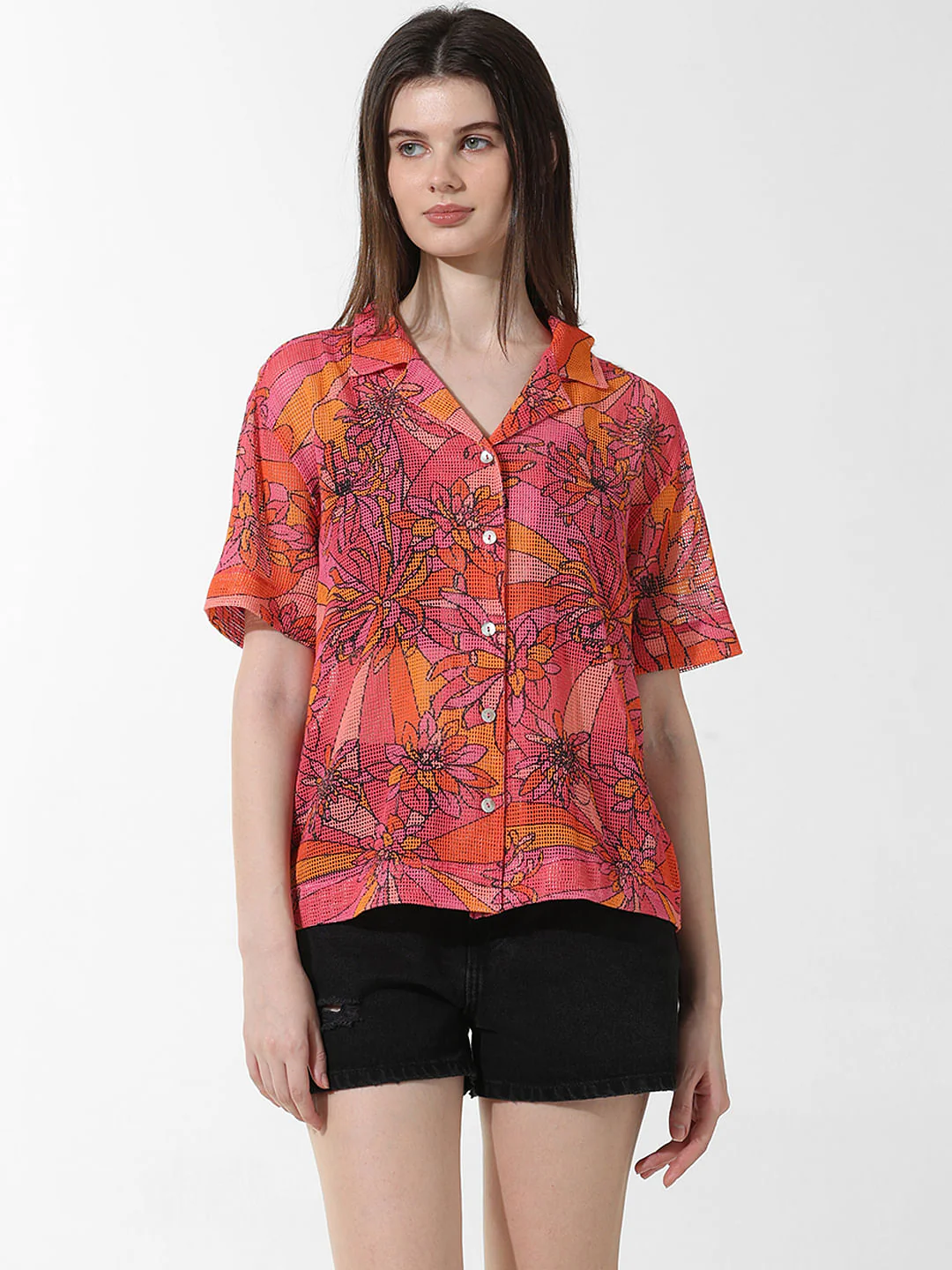 Pink Crochet Loose Fit Shirt - Image 3