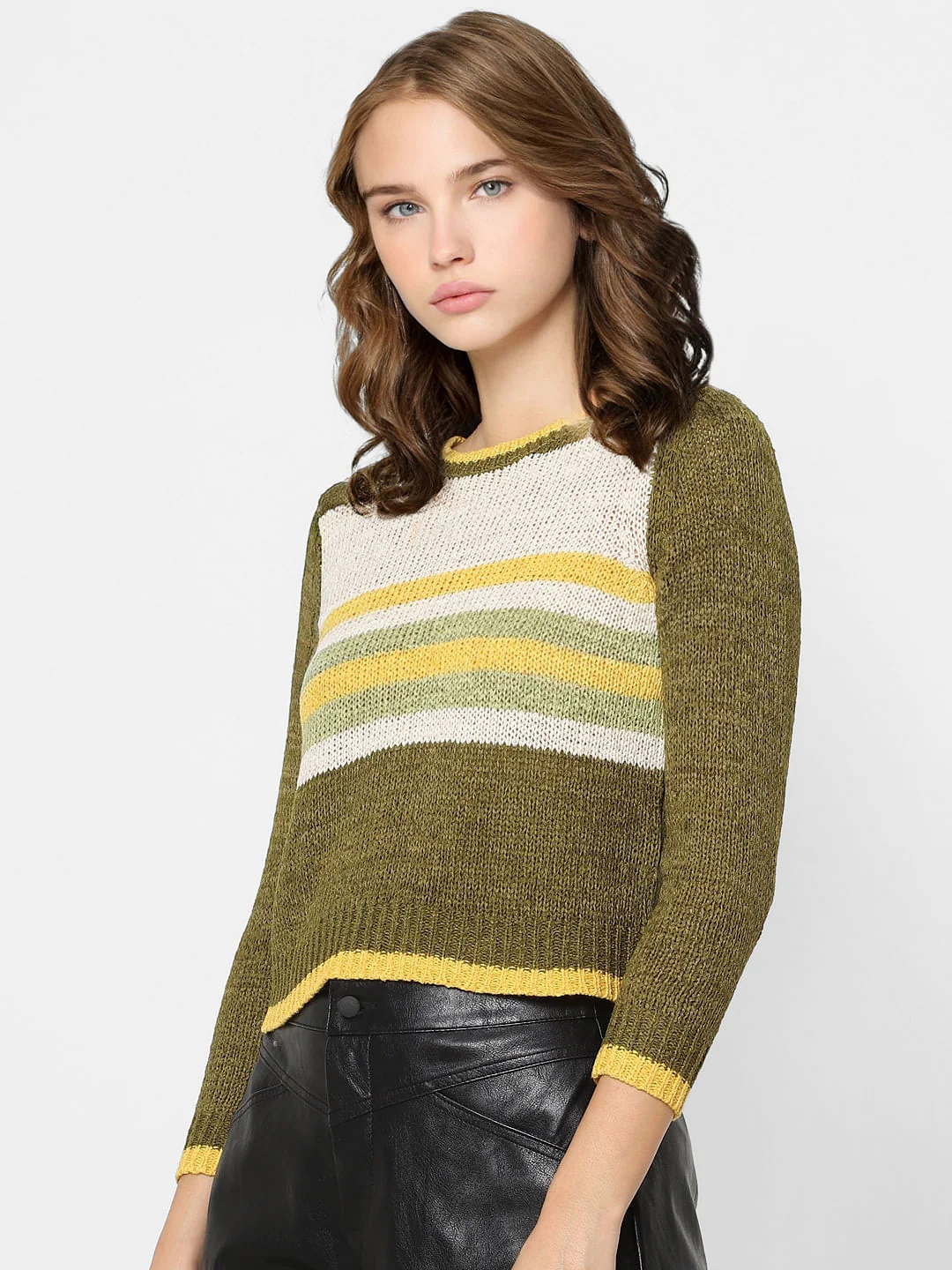 Green Colourblocked Knit Pullover - Image 4