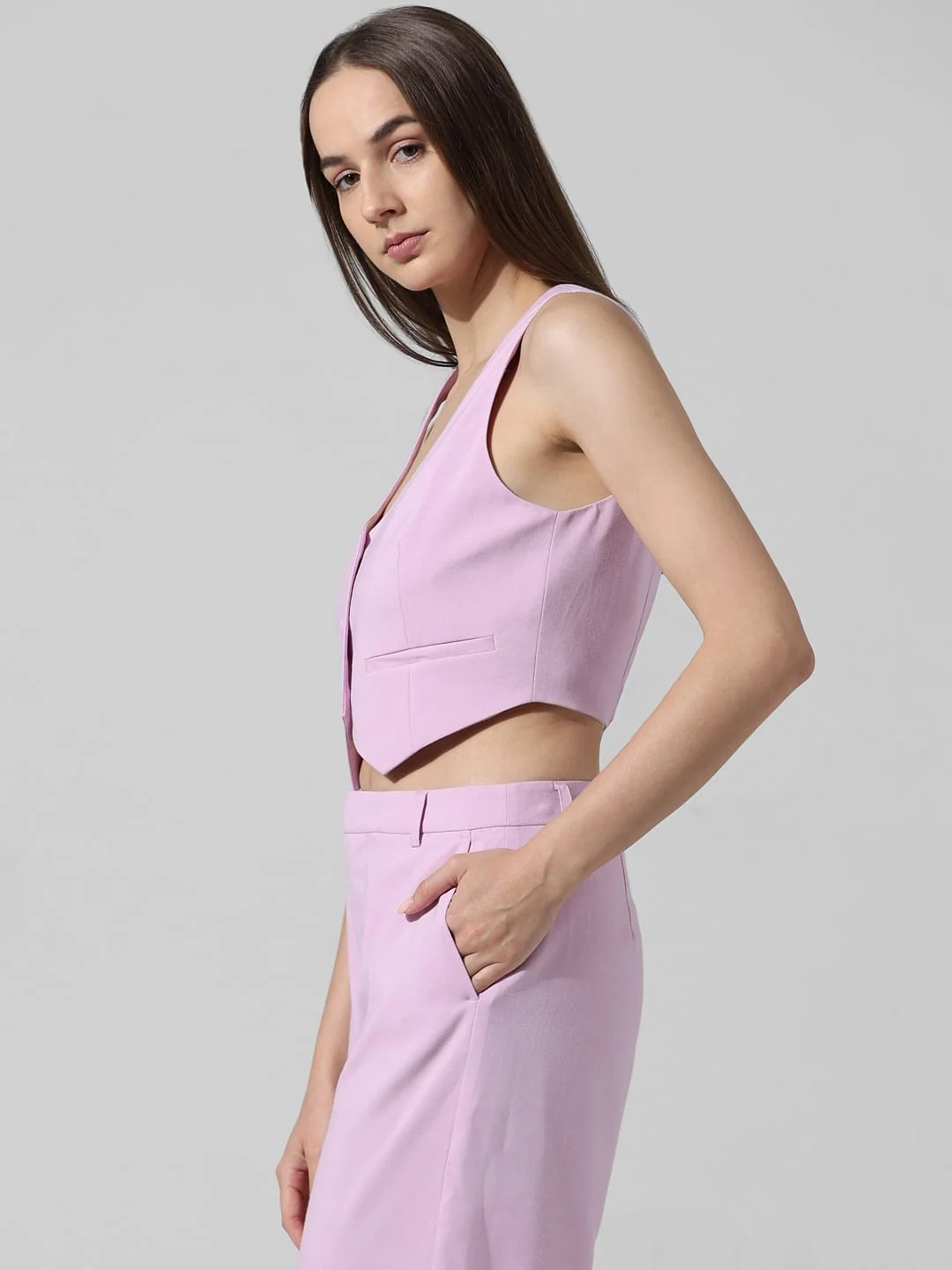 Purple Cropped Co-Ord Set Vest - Image 5