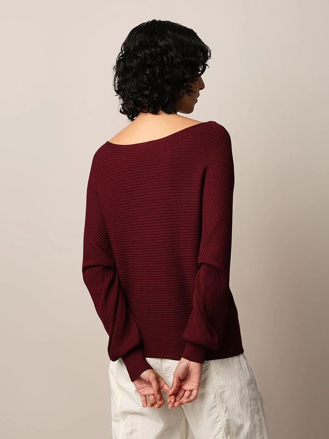 Maroon Batwing Sleeves Pullover - Image 6