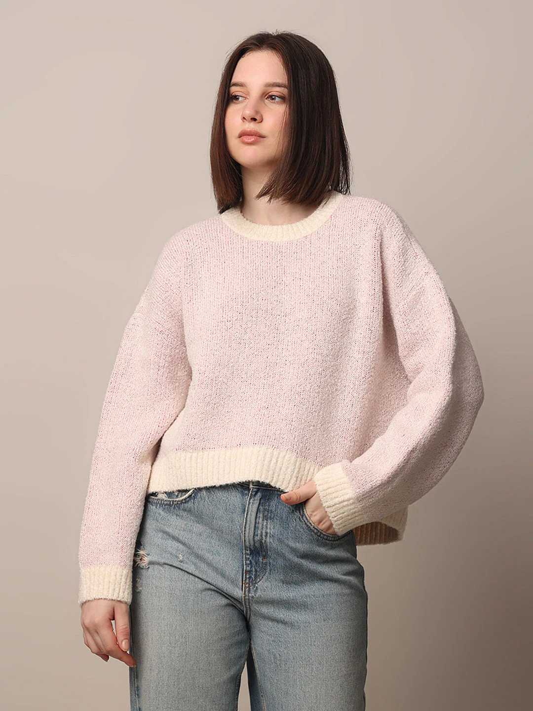 Pink O-Neck Pullover - Image 3