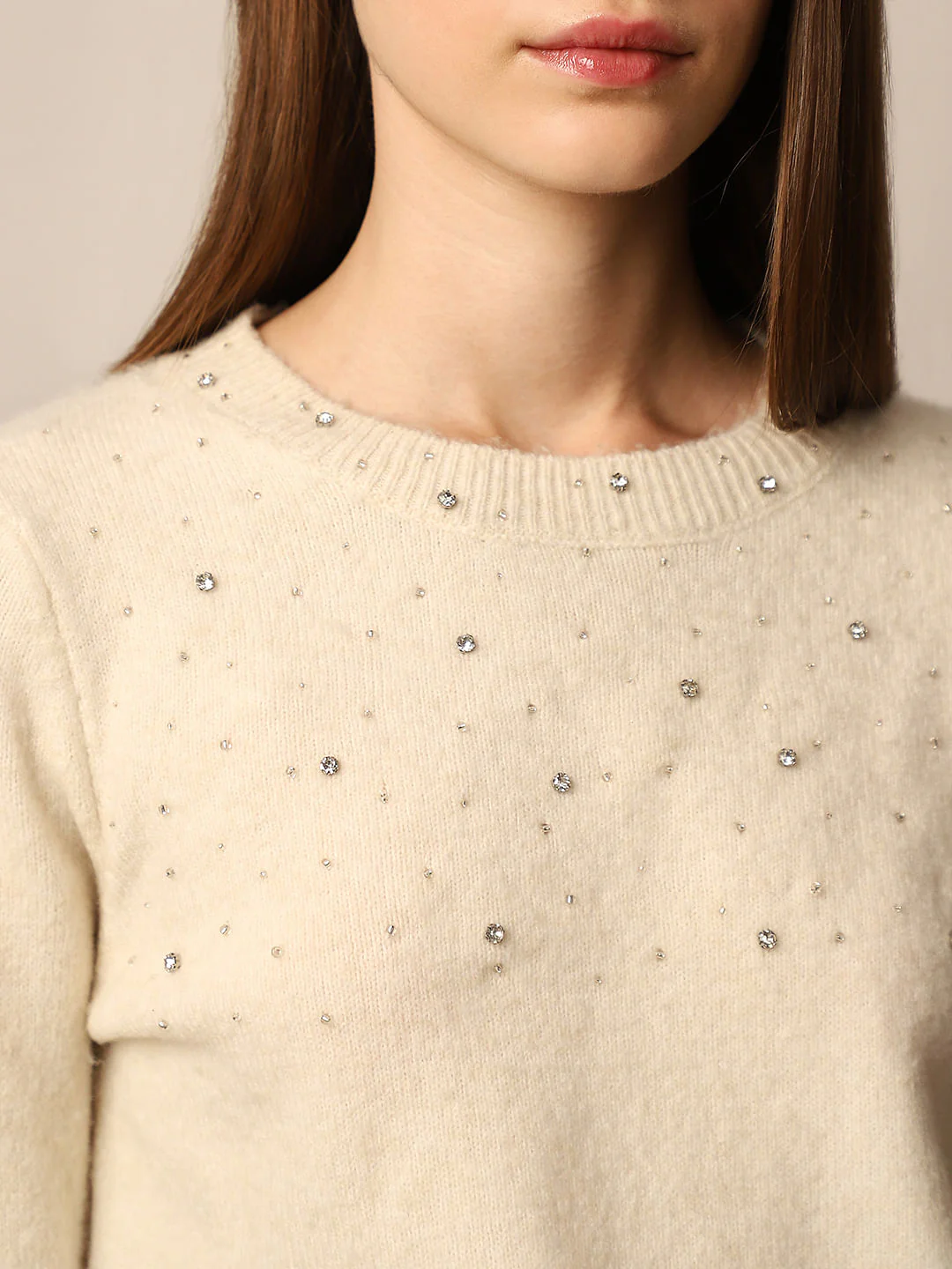 Cream Beaded Embellished Pullover - Image 4