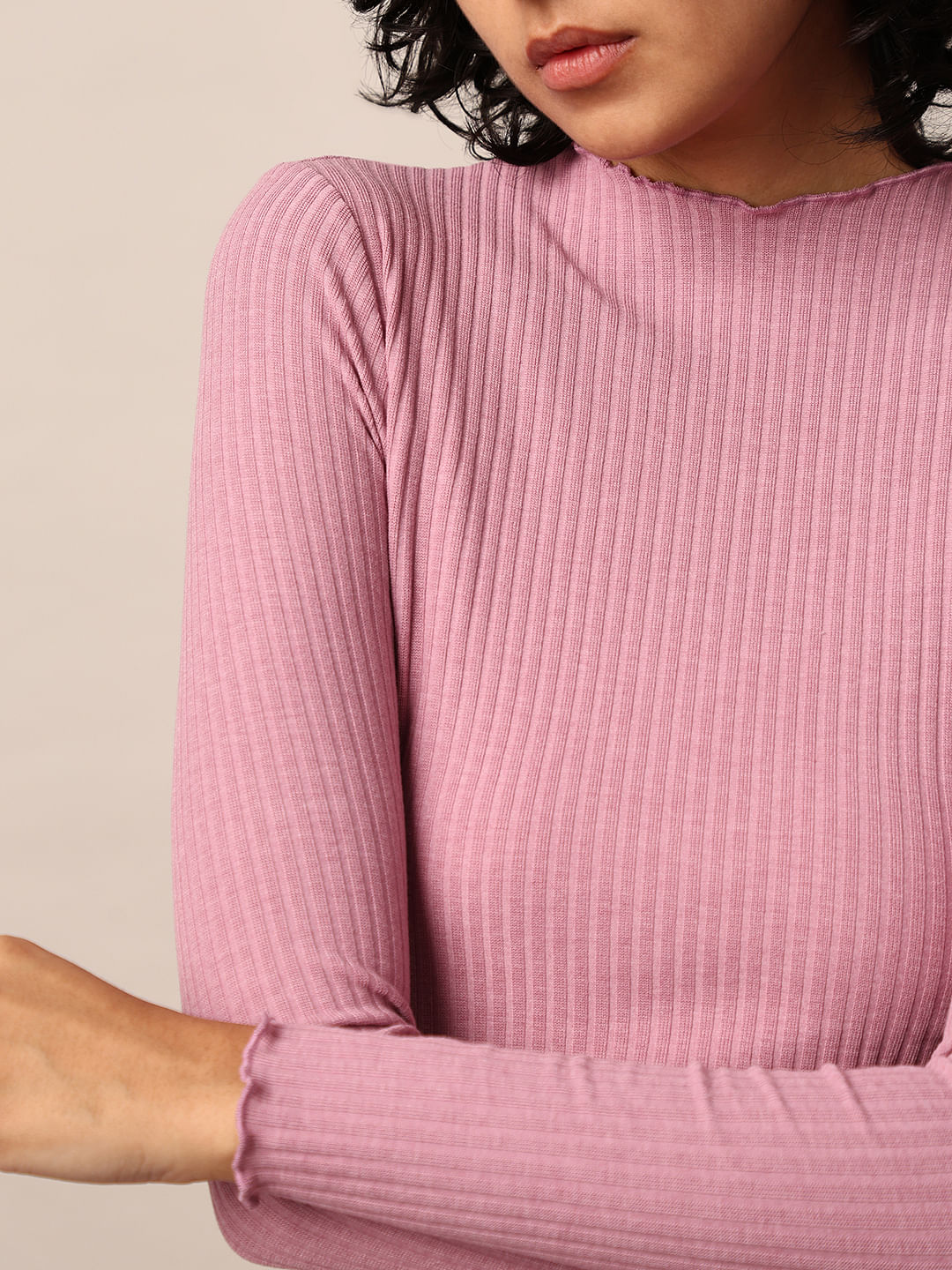 Lilac Red Rib-Knit Top - Image 4