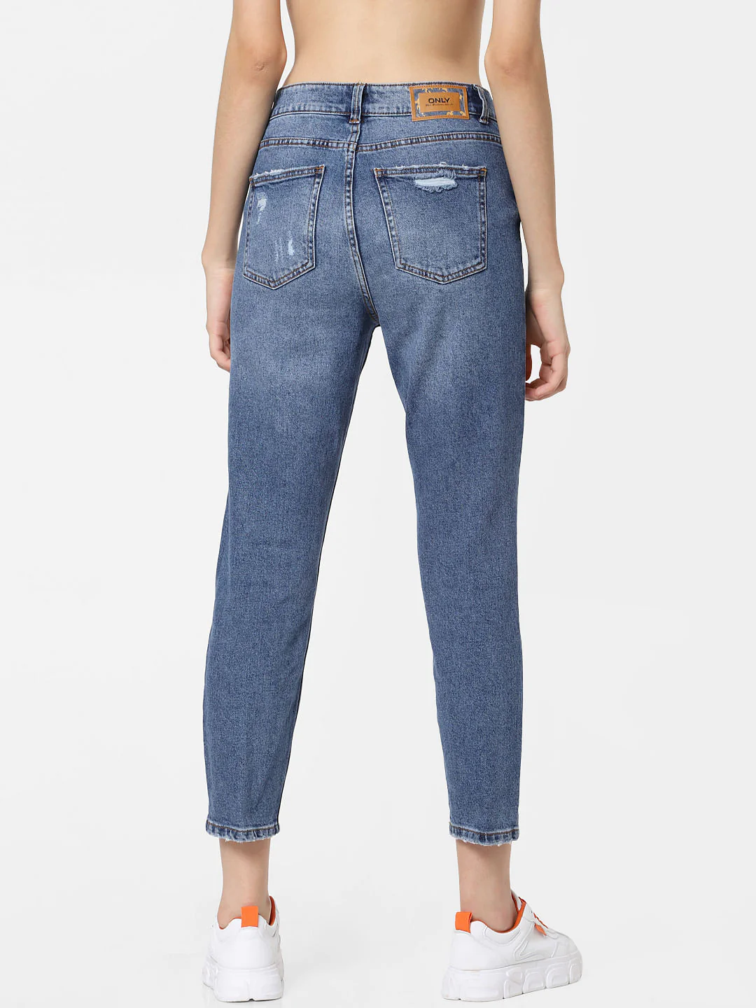 Blue High Rise Distressed Straight Fit Jeans - Image 5