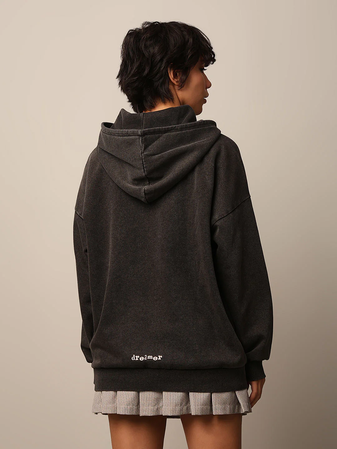 Black Printed Oversized Hoodie - Image 6