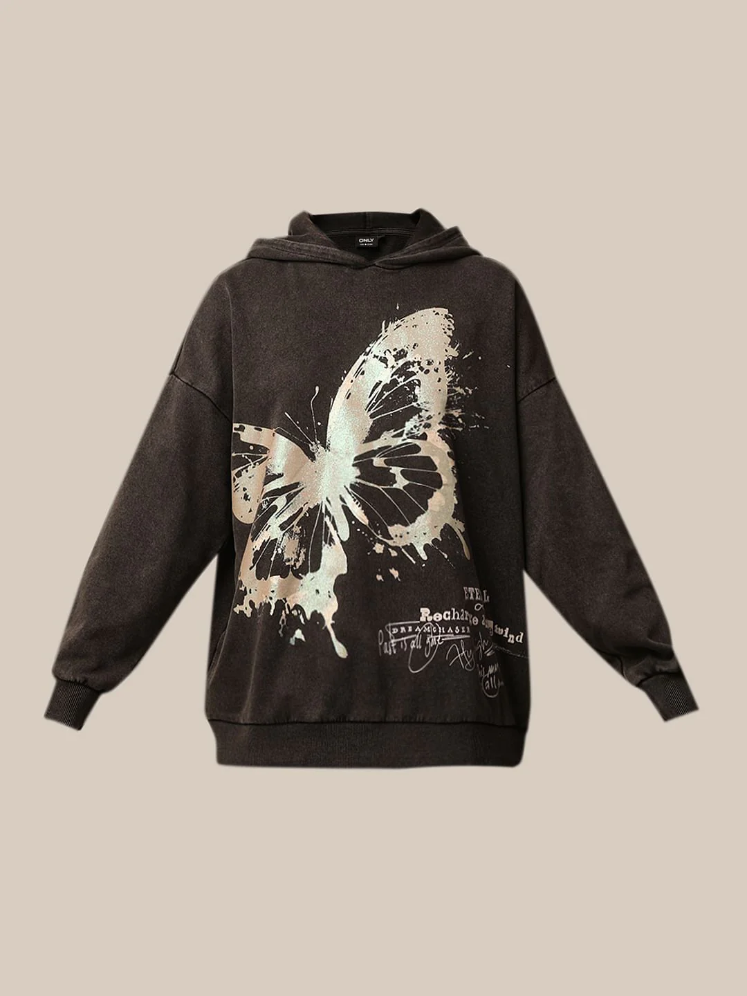 Black Printed Oversized Hoodie - Image 7