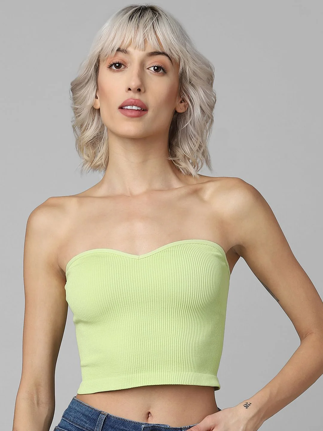 Green Ribbed Tube Top - Image 2
