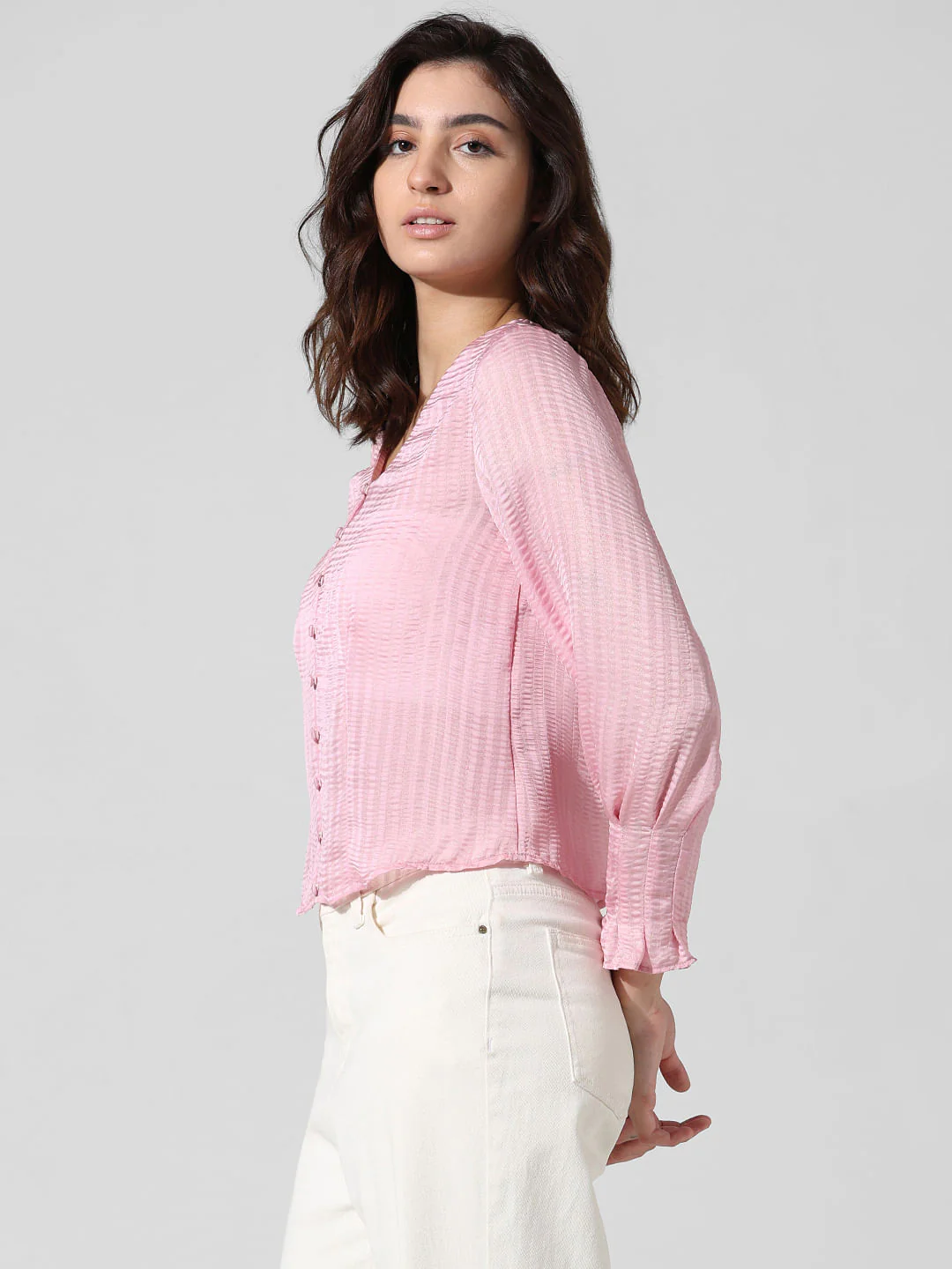 Pink Satin V-Neck Top - Image 5