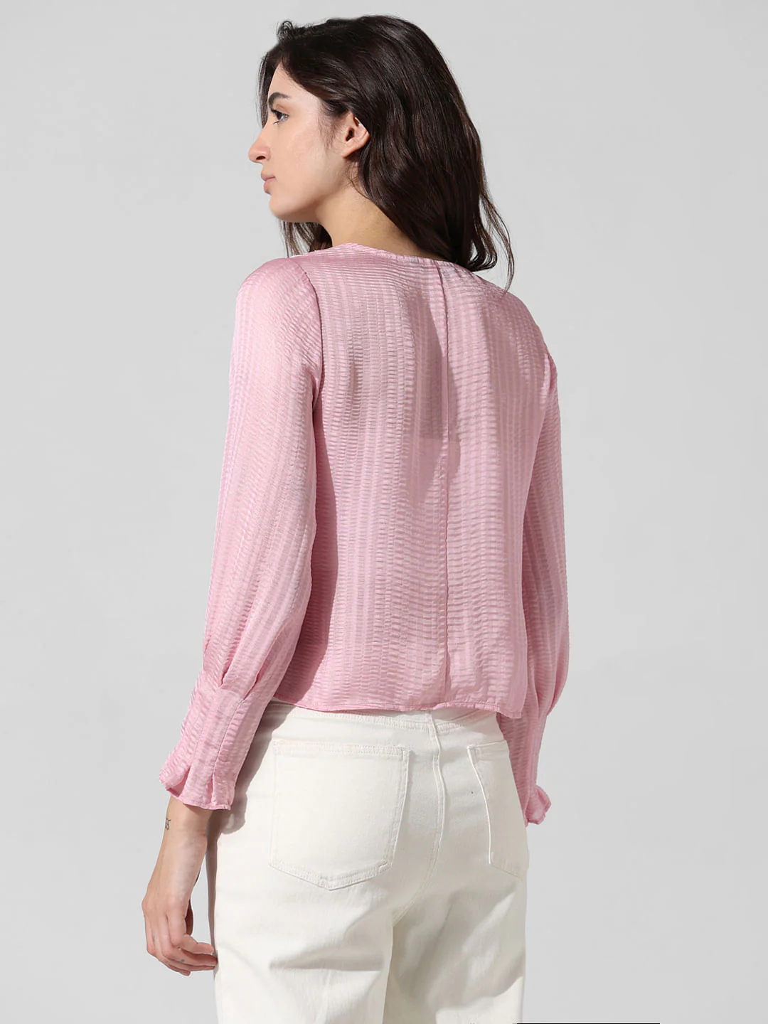 Pink Satin V-Neck Top - Image 6