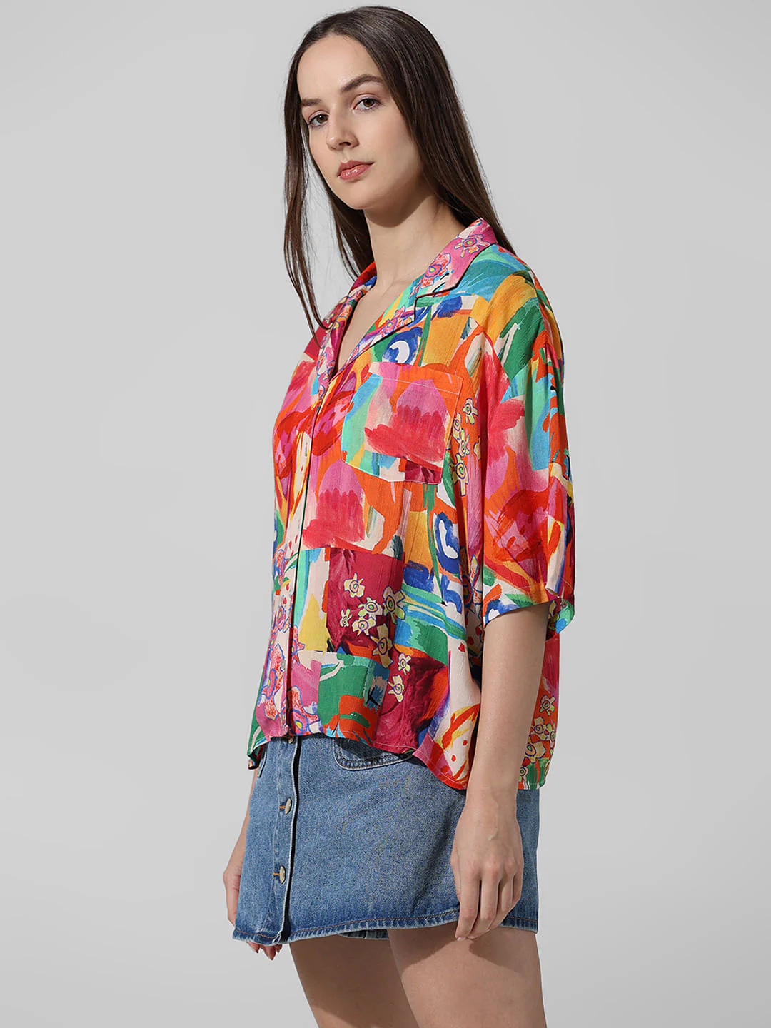 Multi-Colour Printed Oversized Shirt - Image 5