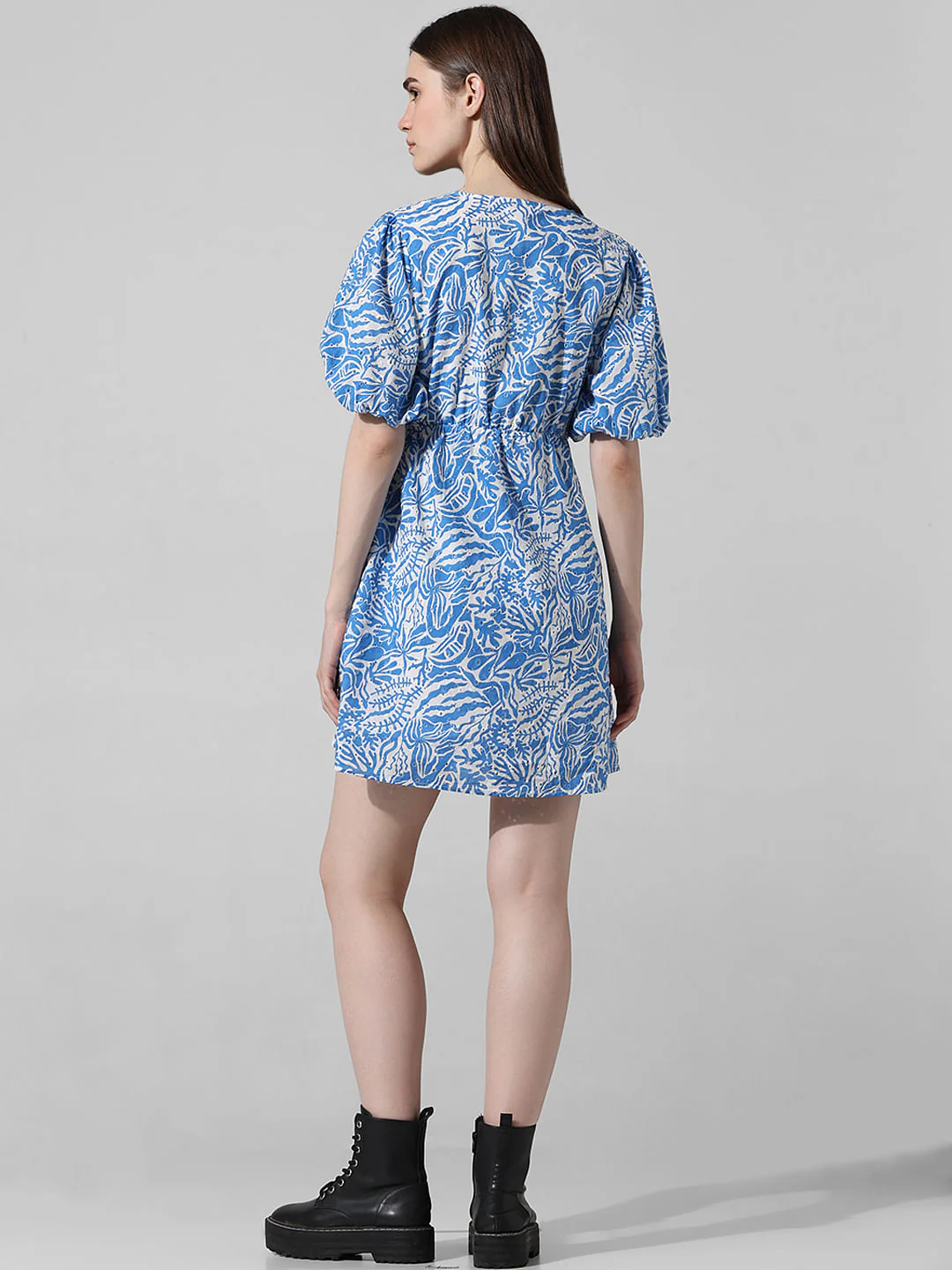 Blue Abstract Print Mini Dress - Image 6