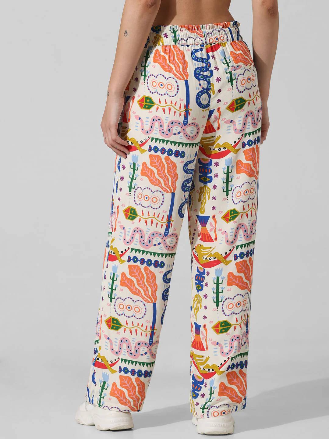Cream Printed Co-Ord Set Pants - Image 5