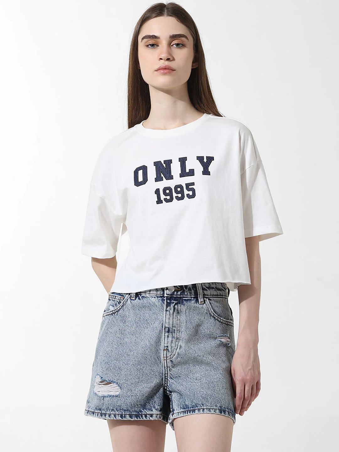 White Cotton Boxy Fit T-Shirt - Image 4