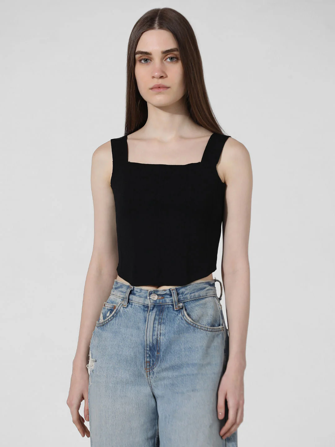 Black Fine Knit Corset Top - Image 3