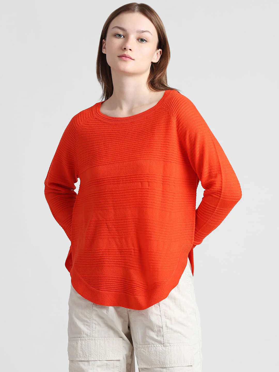 Red Structured Knitted Pullover - Image 3