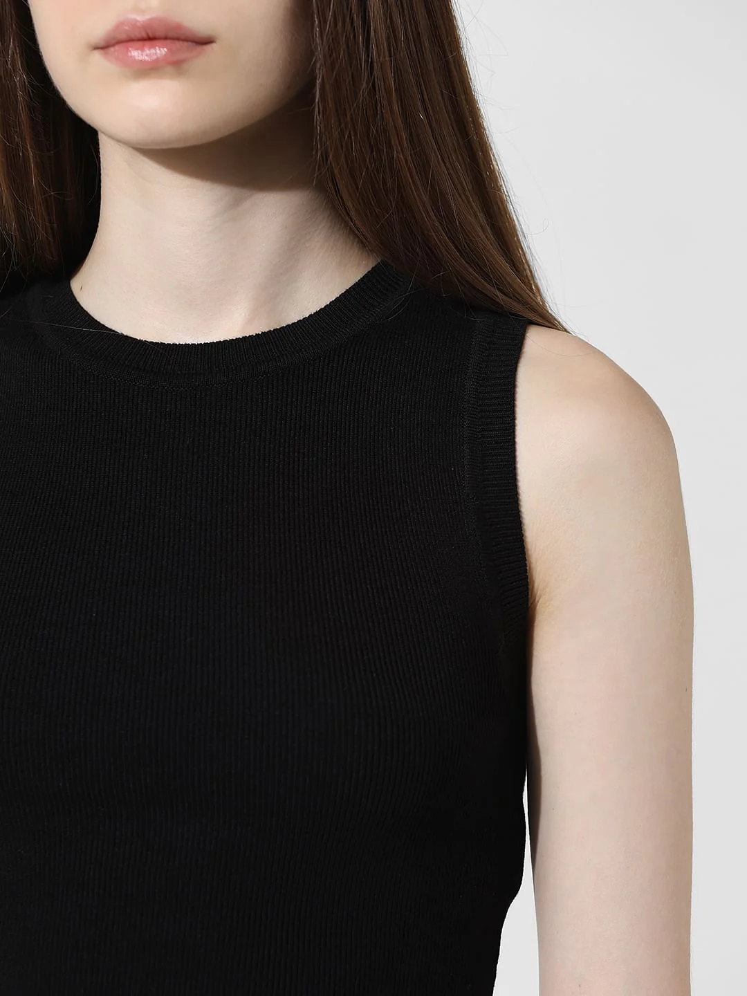 Black Ribbed Vest Top - Image 4