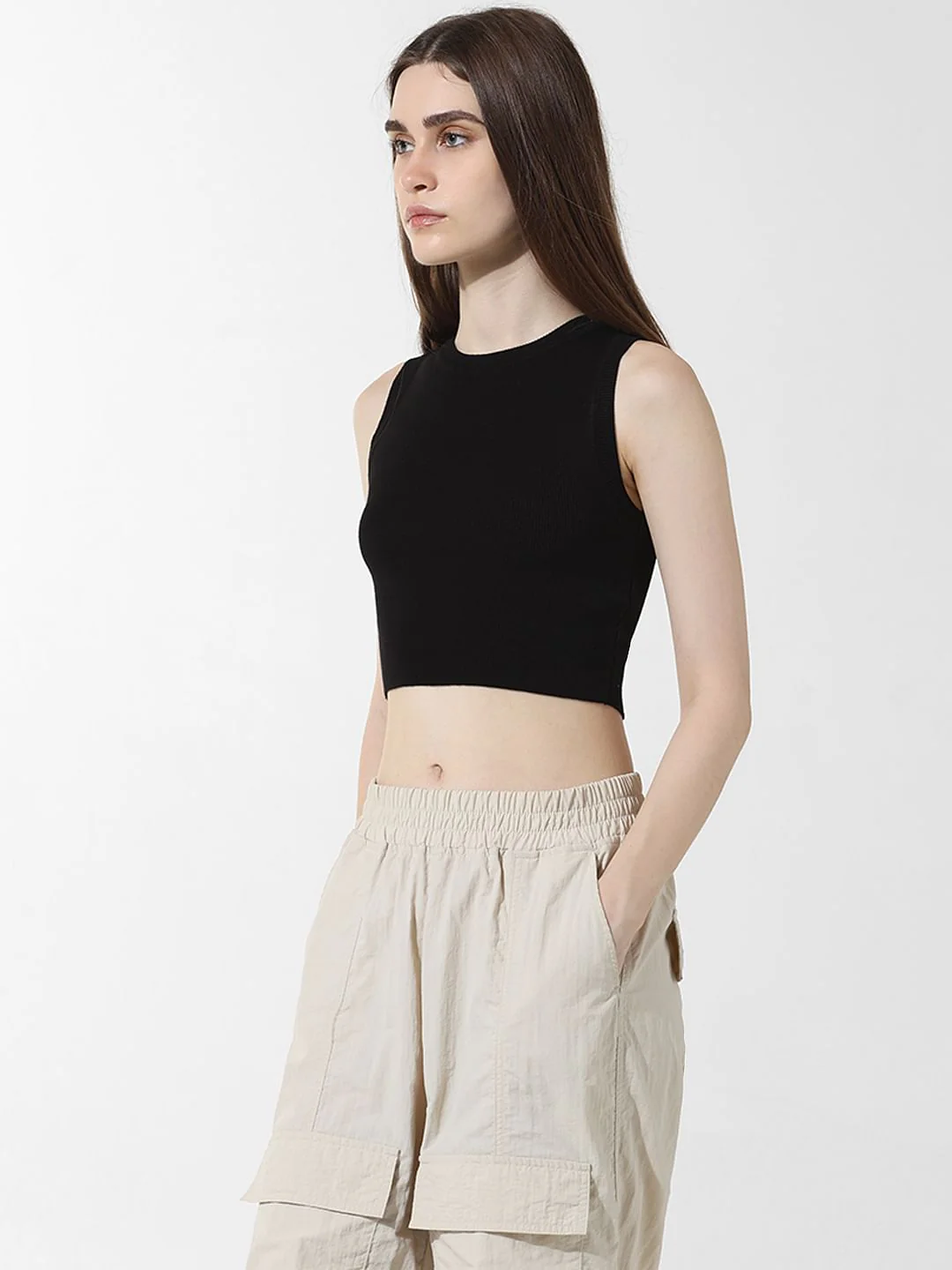 Black Ribbed Vest Top - Image 5