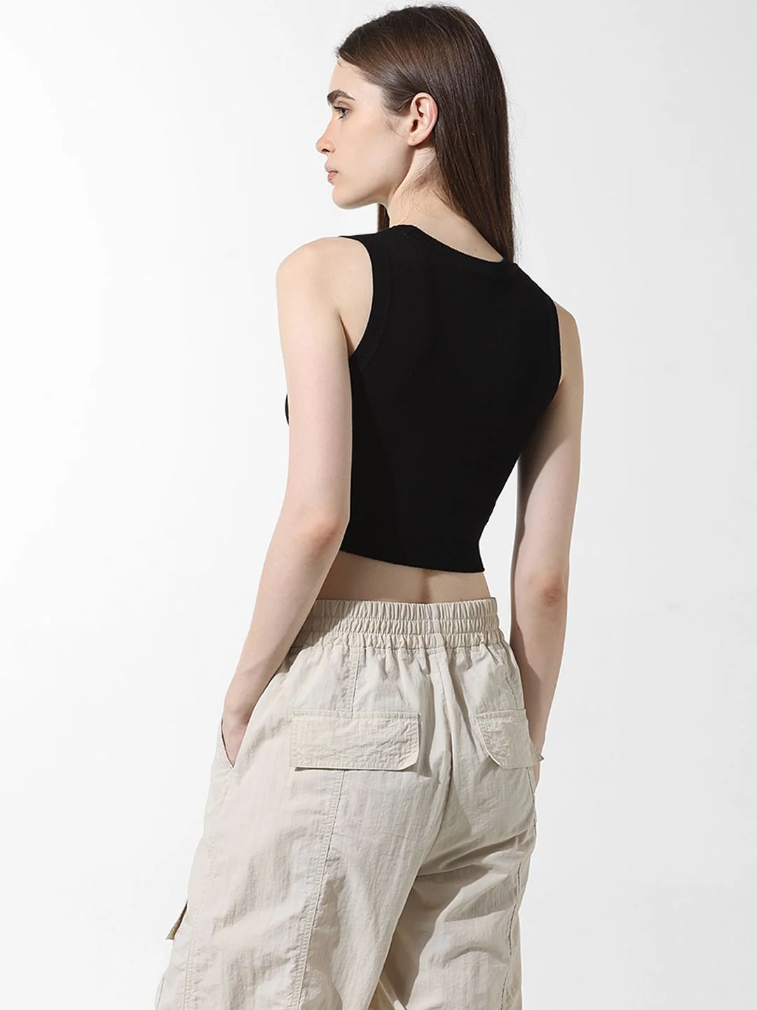 Black Ribbed Vest Top - Image 6