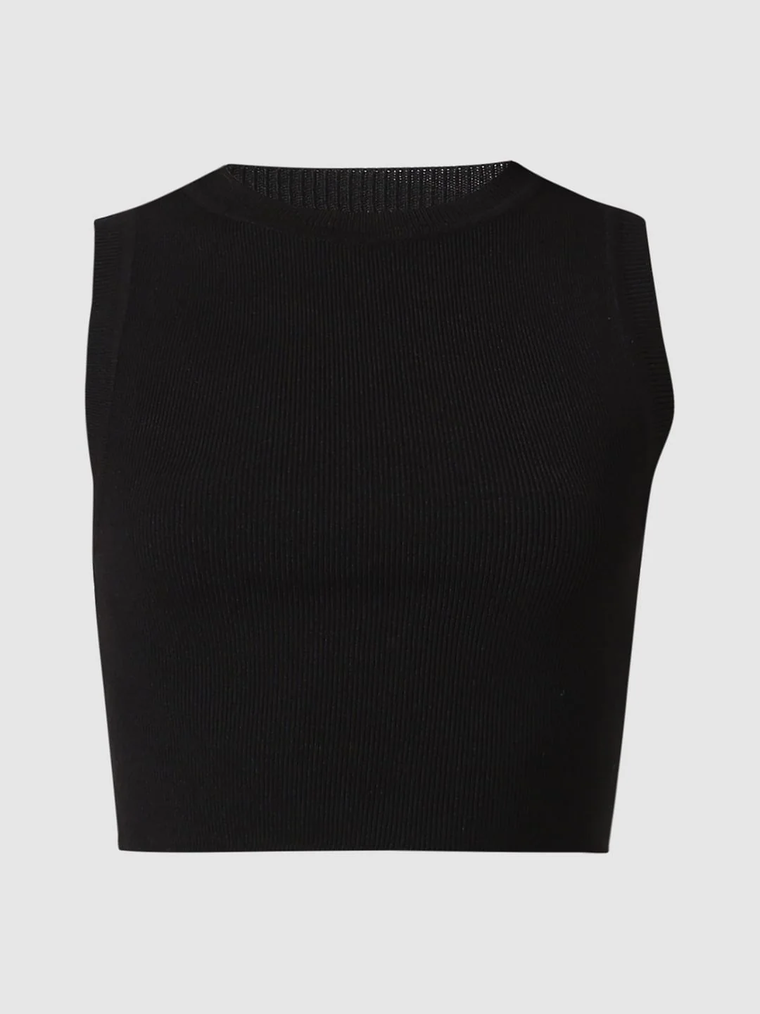 Black Ribbed Vest Top - Image 7
