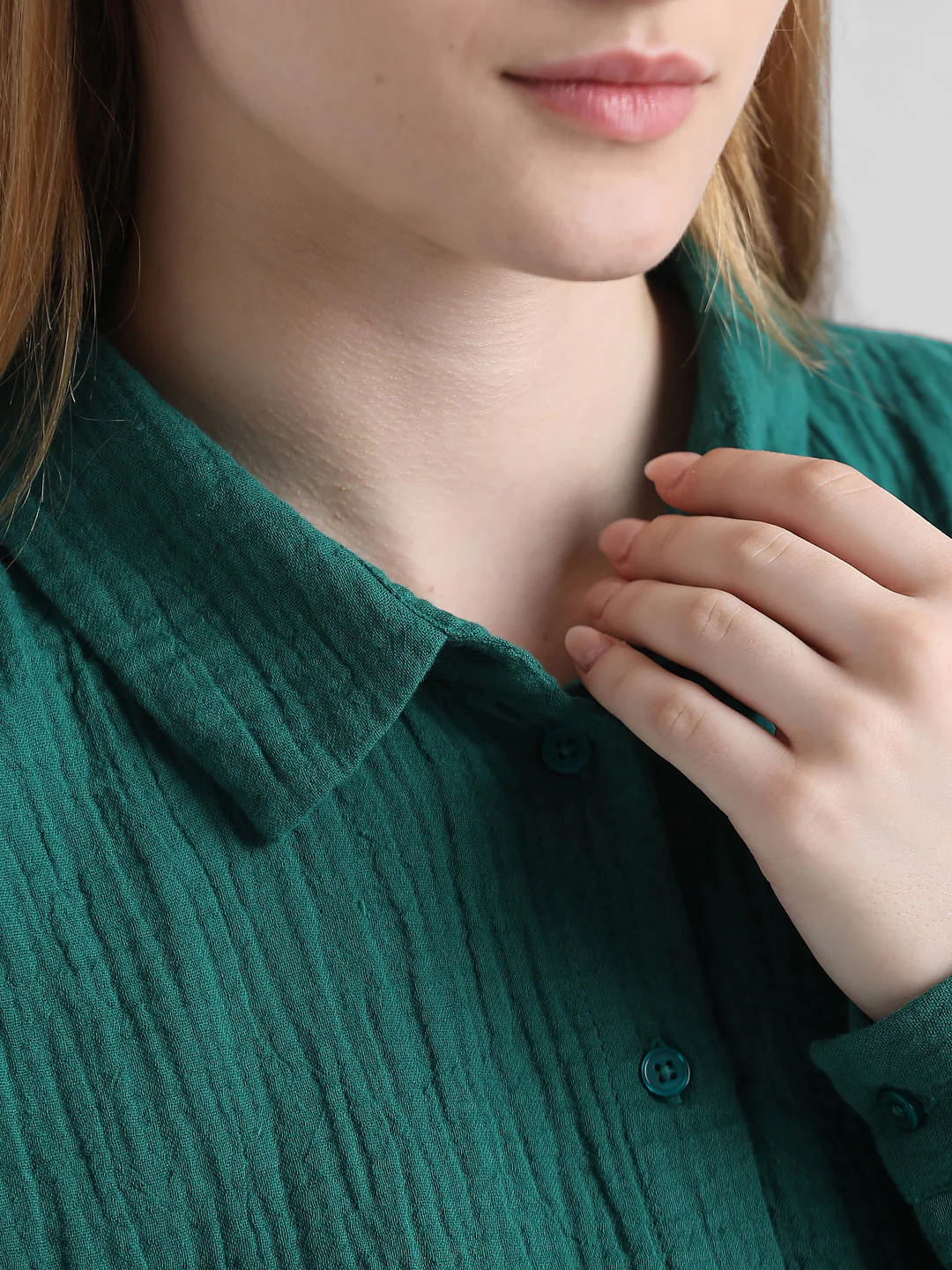 Green Crinkled Oversized Shirt - Image 4