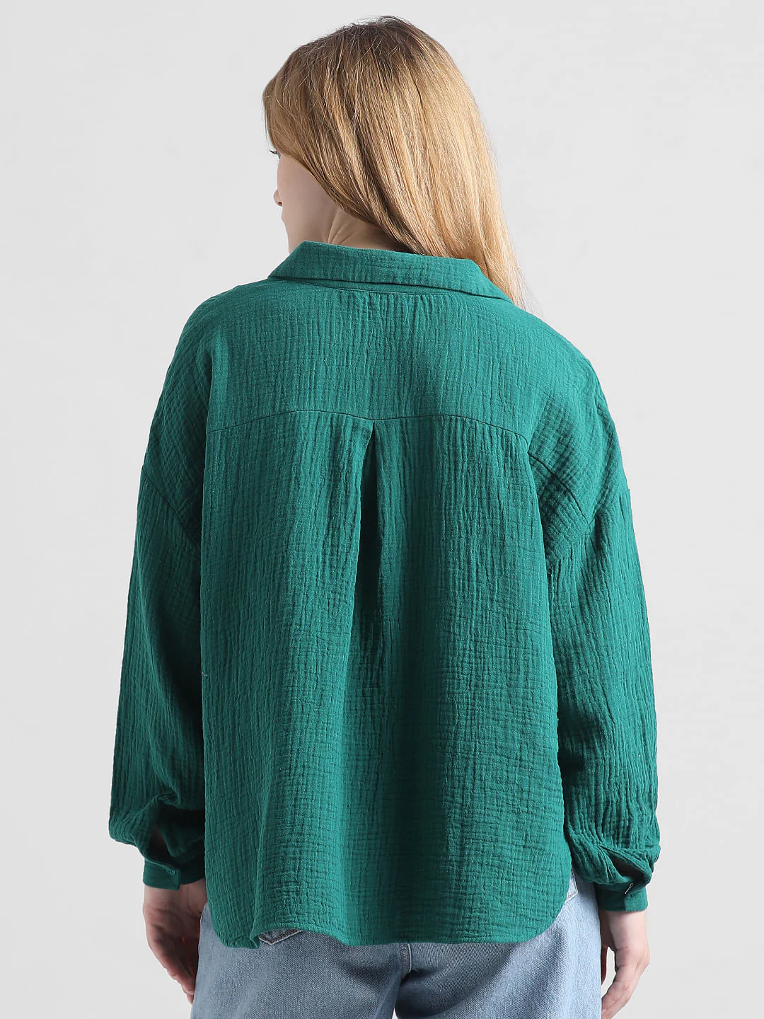 Green Crinkled Oversized Shirt - Image 6