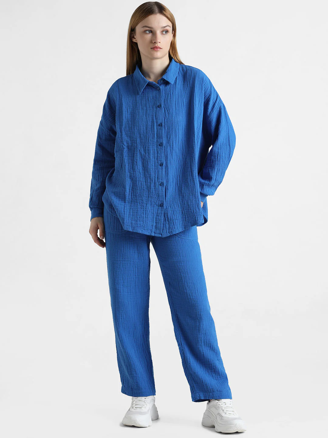 Blue Crinkled Oversized Shirt - Image 3