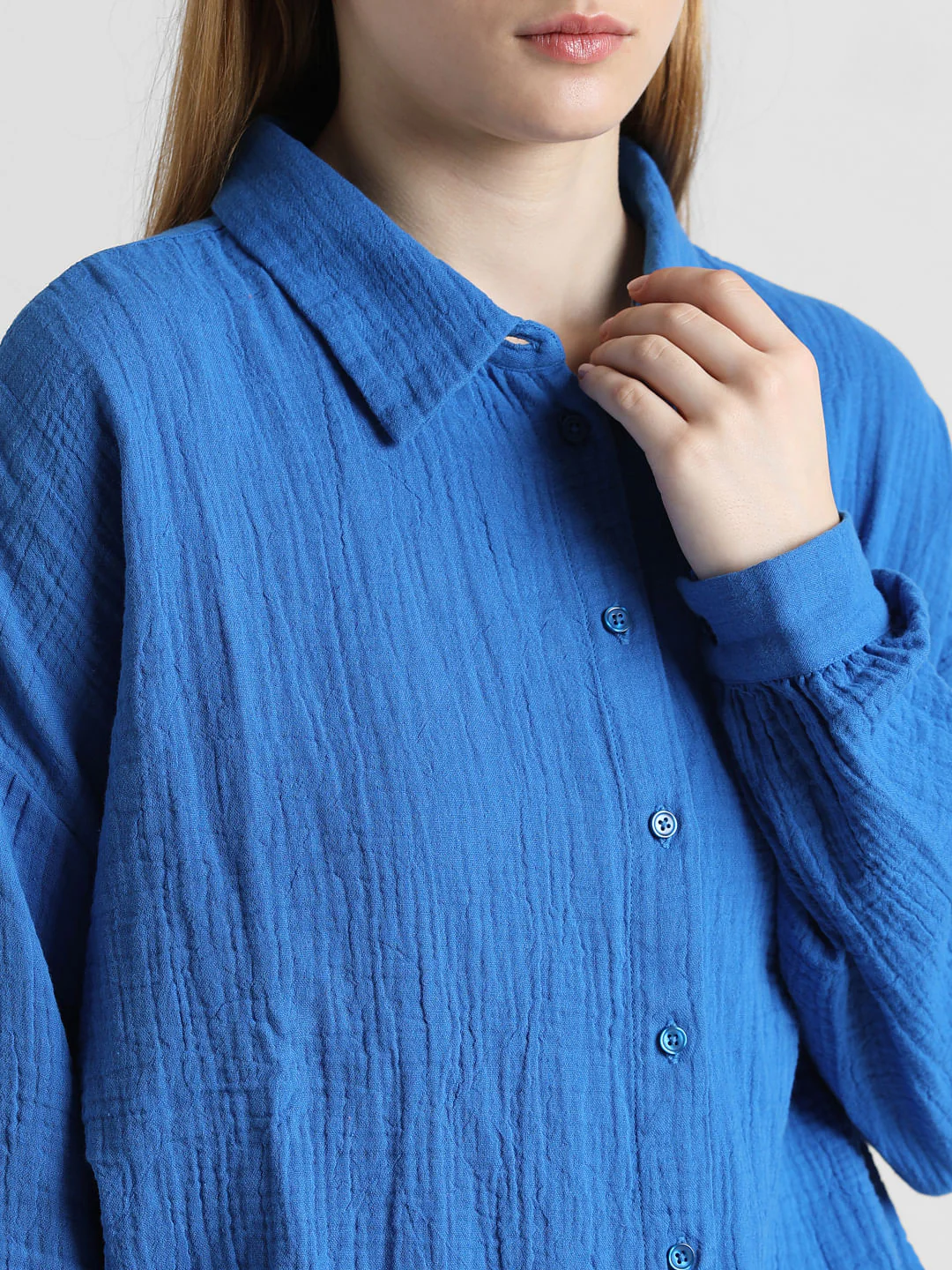Blue Crinkled Oversized Shirt - Image 5