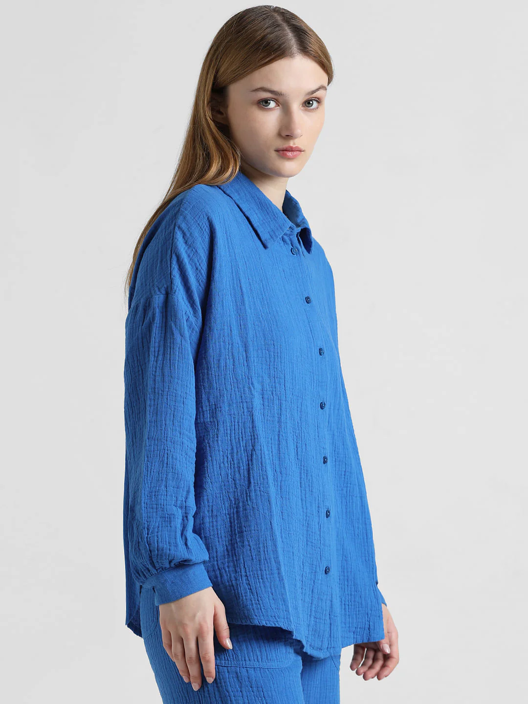 Blue Crinkled Oversized Shirt - Image 6