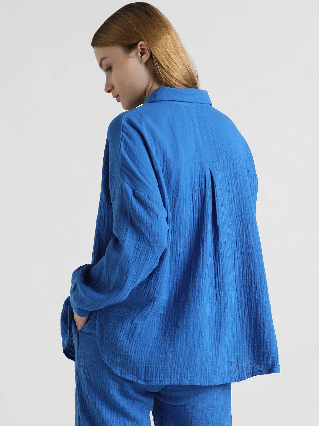 Blue Crinkled Oversized Shirt - Image 7