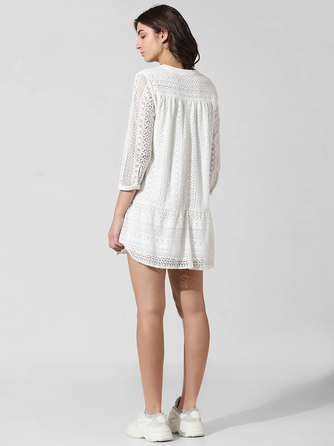 White Lace Flared Dress - Image 6