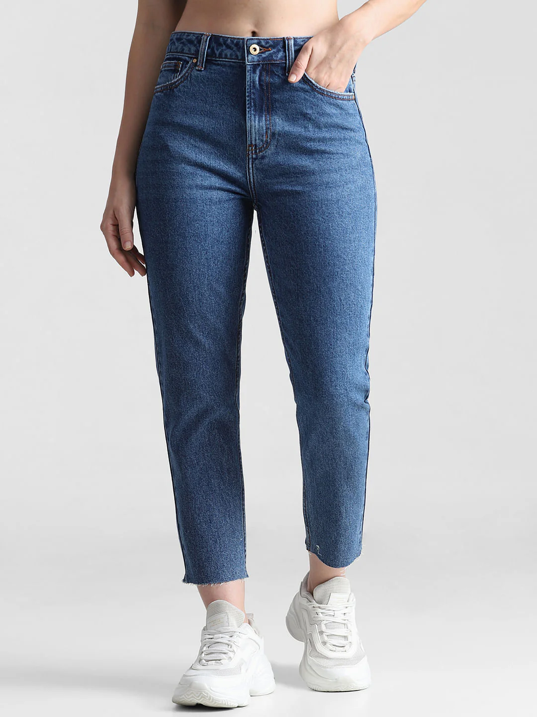 Blue High Rise Mom Fit Jeans - Image 2