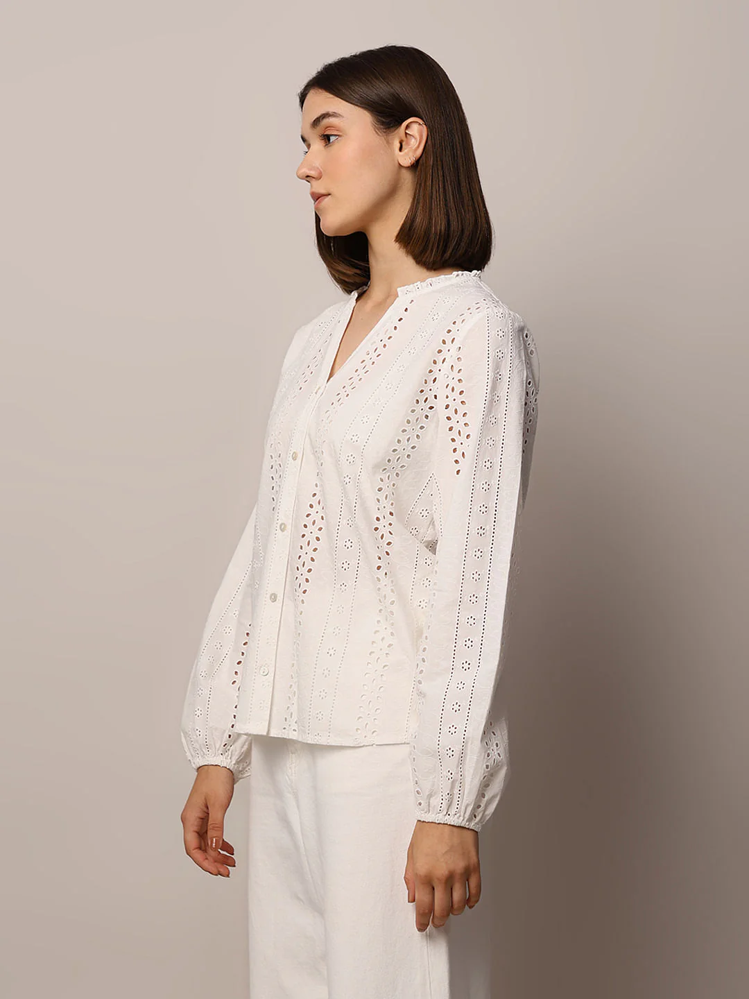 White Embroidered Shirt - Image 5