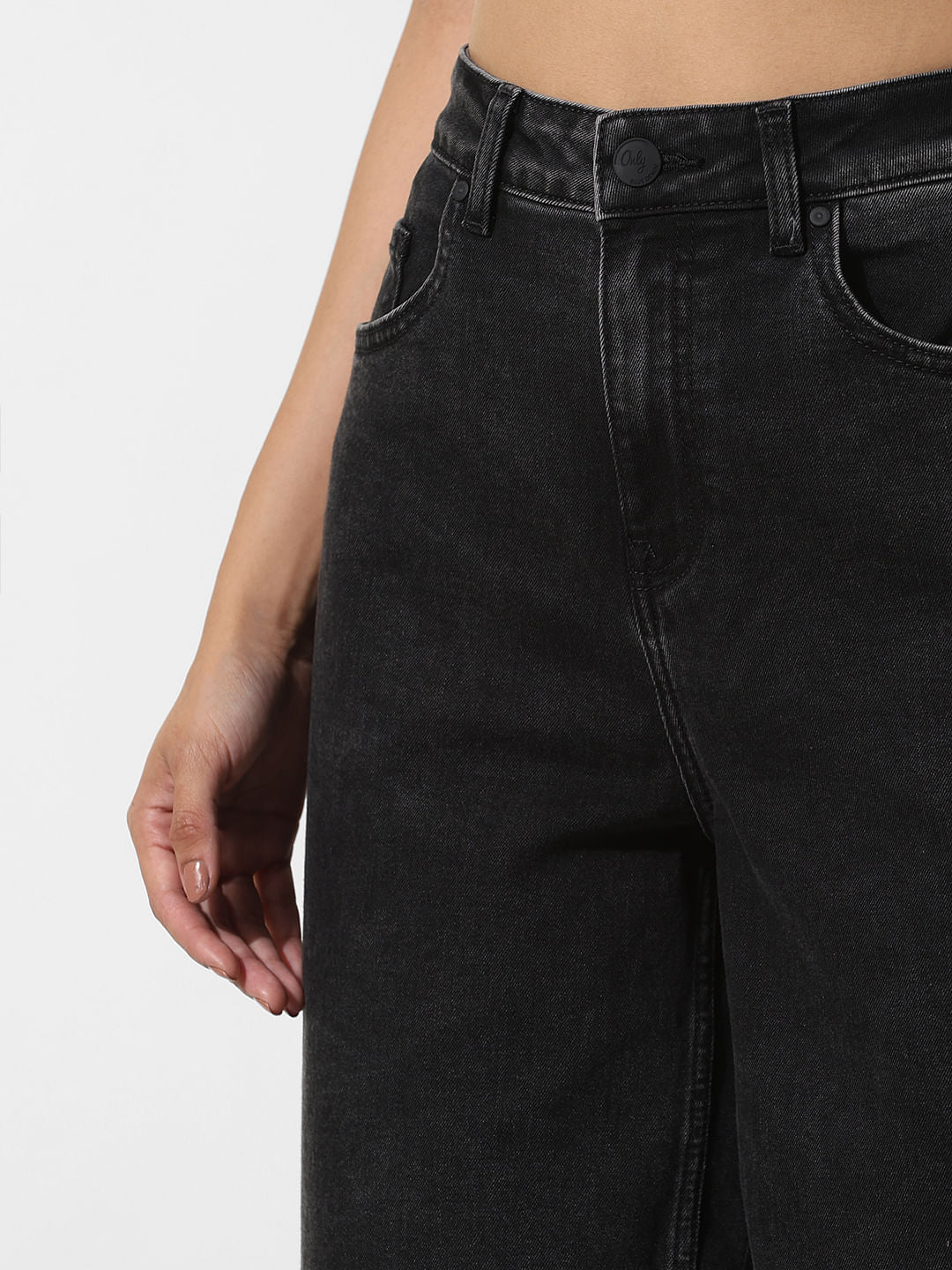 Black High Rise Straight Fit Jeans - Image 3