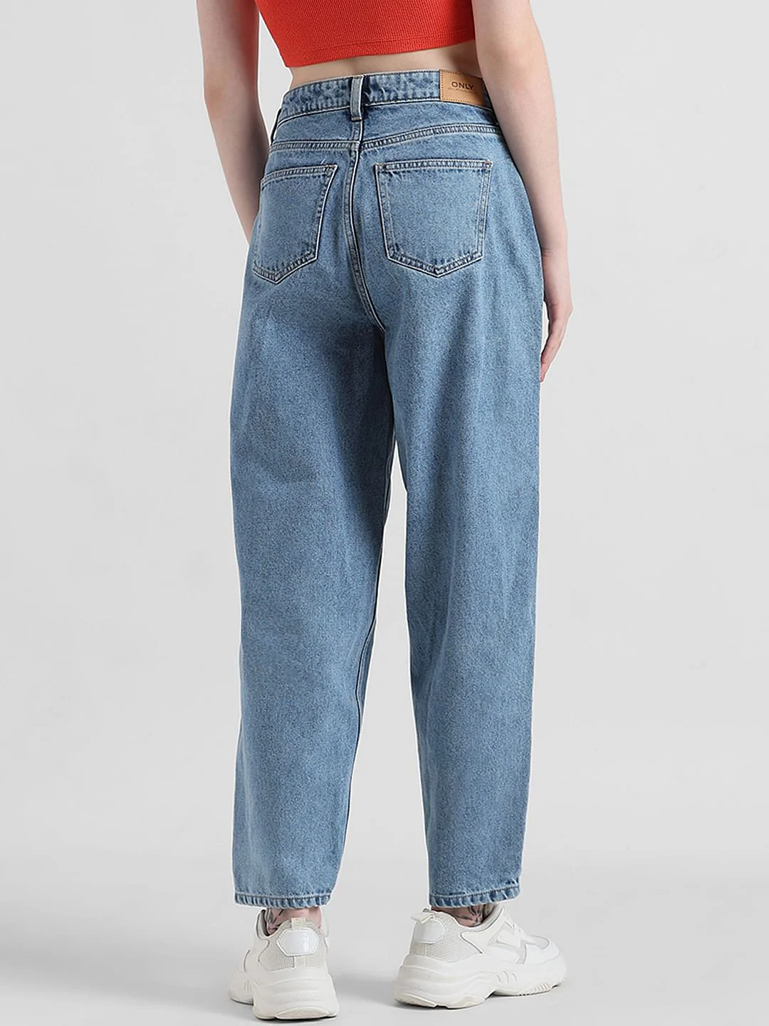 Blue High Rise Washed Mom Jeans - Image 5