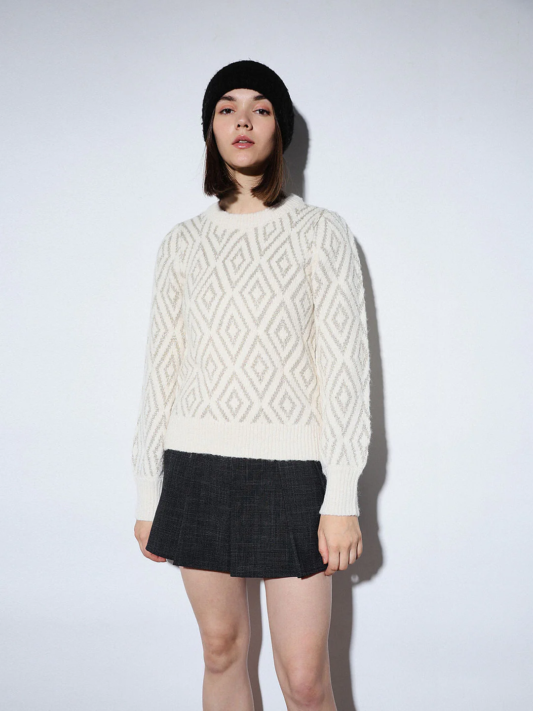Off-White Jacquard Knit Pullover