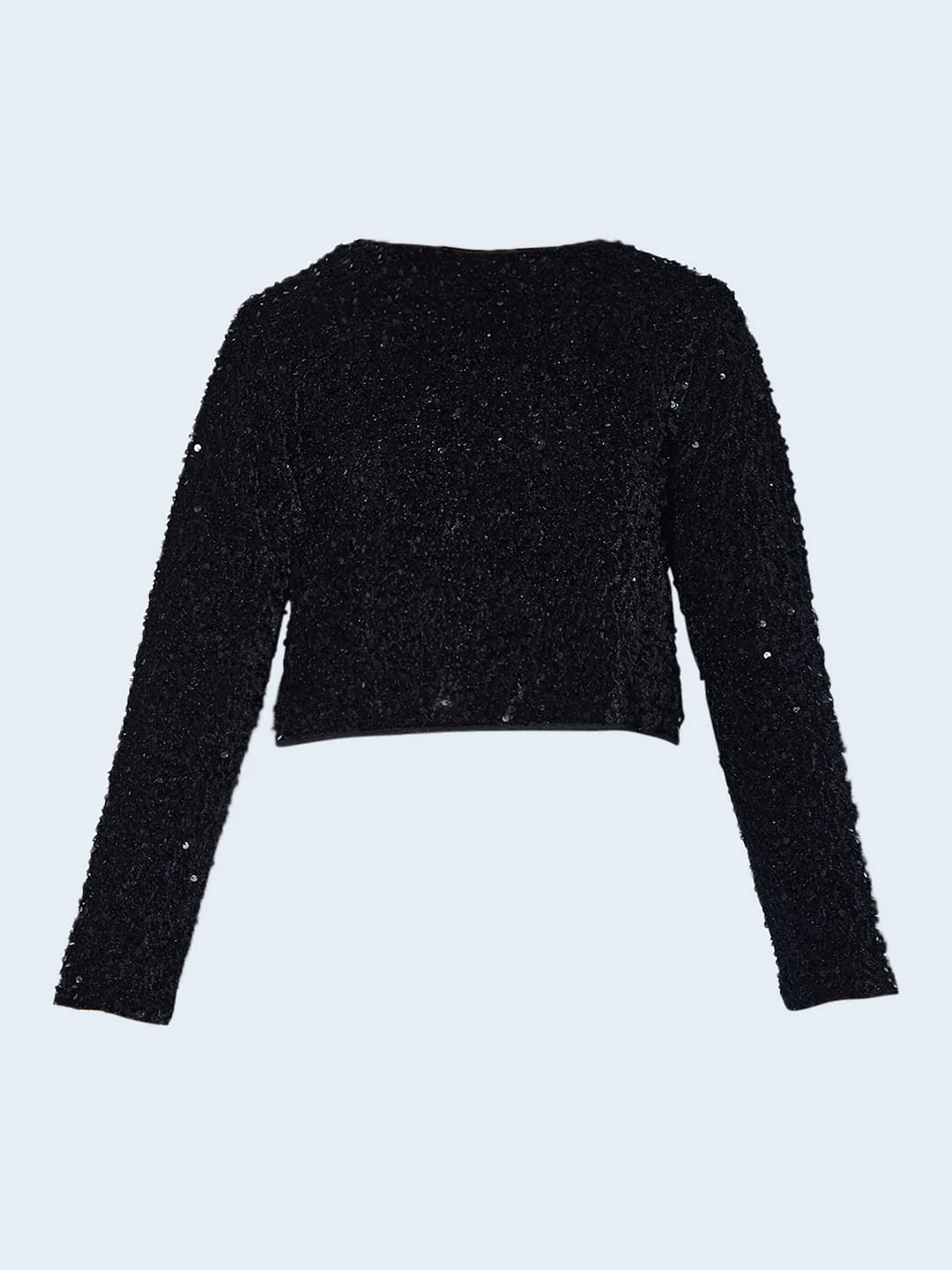 Black Sequined Bow Detail Top - Image 9