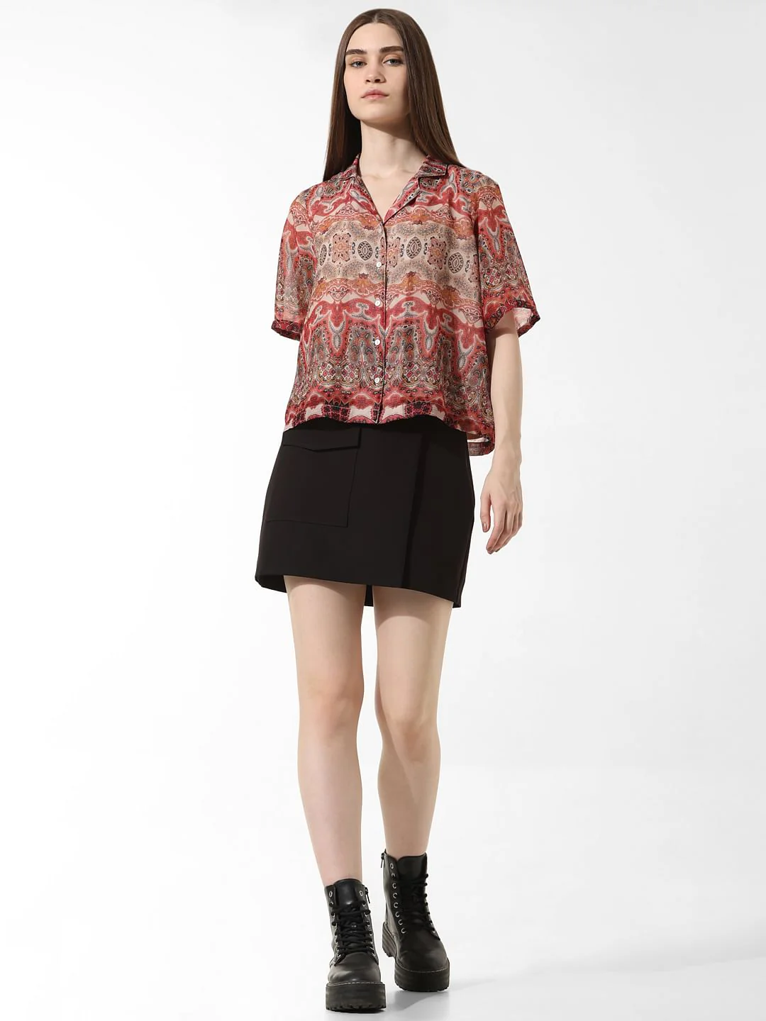 Brown Abstract Print Shirt - Image 2