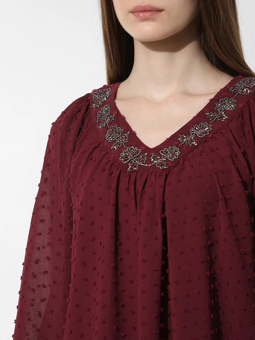 Maroon Bead Detail Top - Image 4