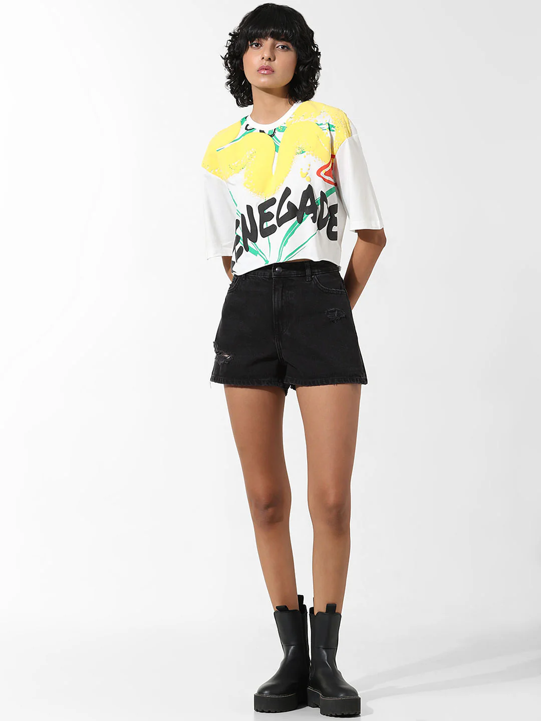 White Graphic Print Boxy Fit T-Shirt - Image 2