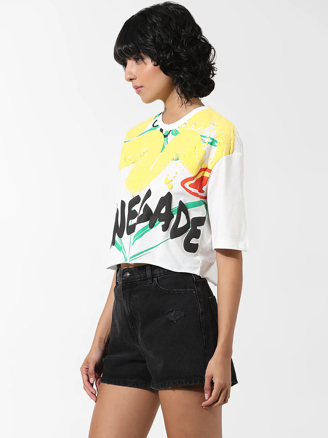 White Graphic Print Boxy Fit T-Shirt - Image 5