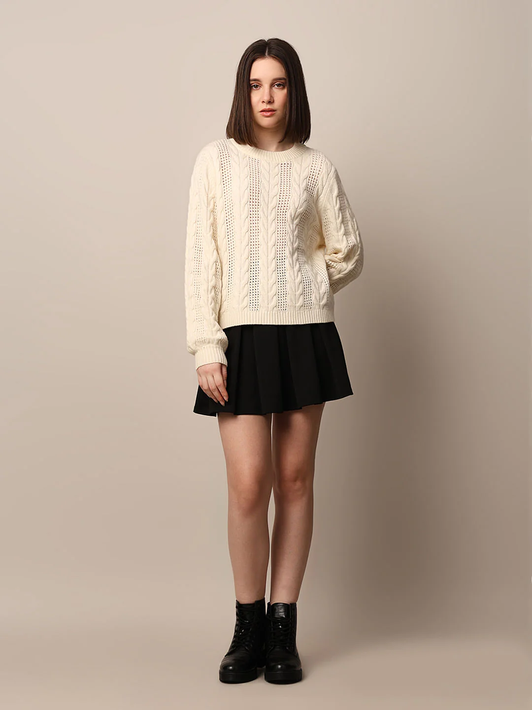 Cream Cable Knit Pullover - Image 3