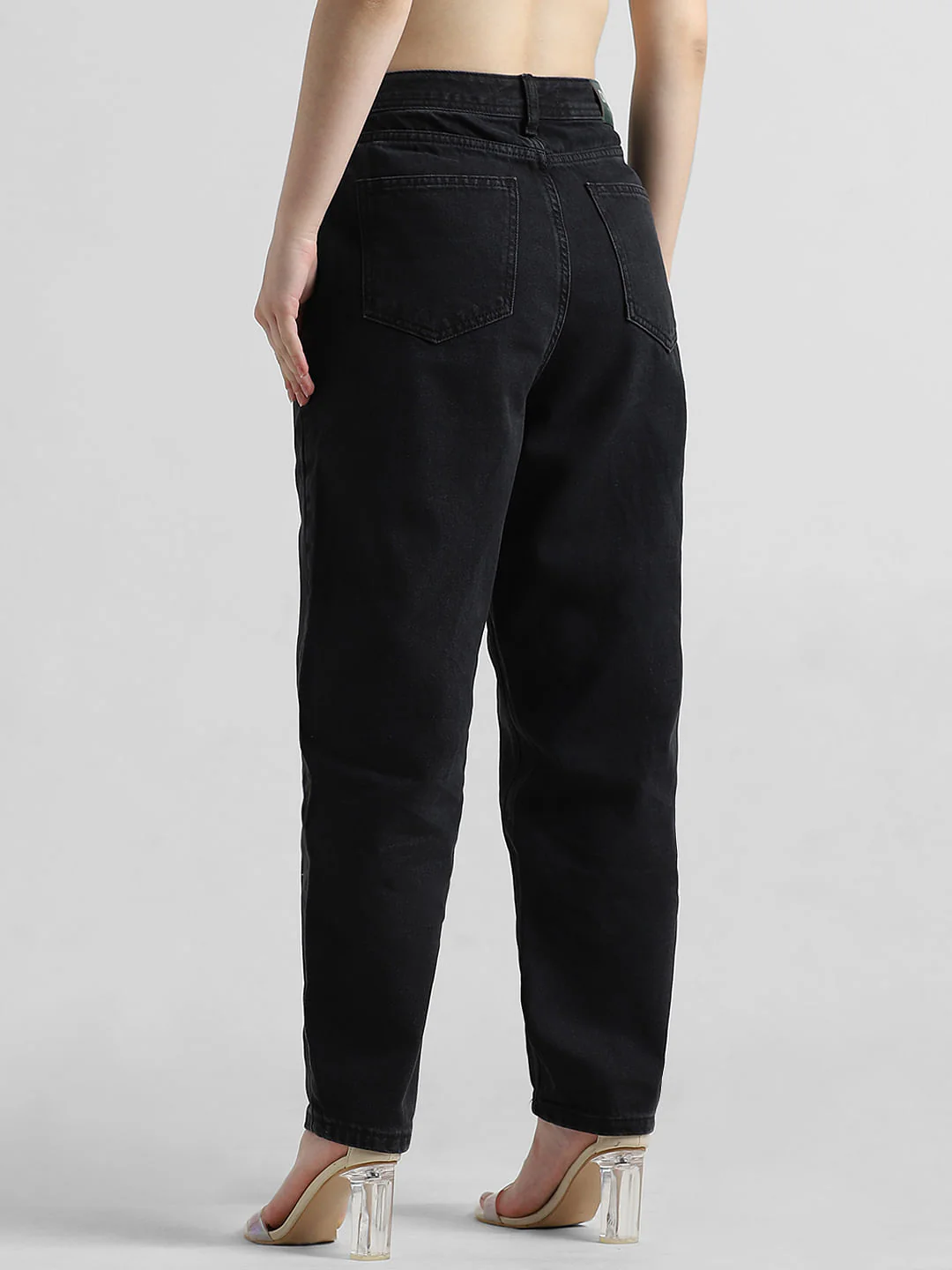 Black High Rise Pintuck Baggy Jeans - Image 5