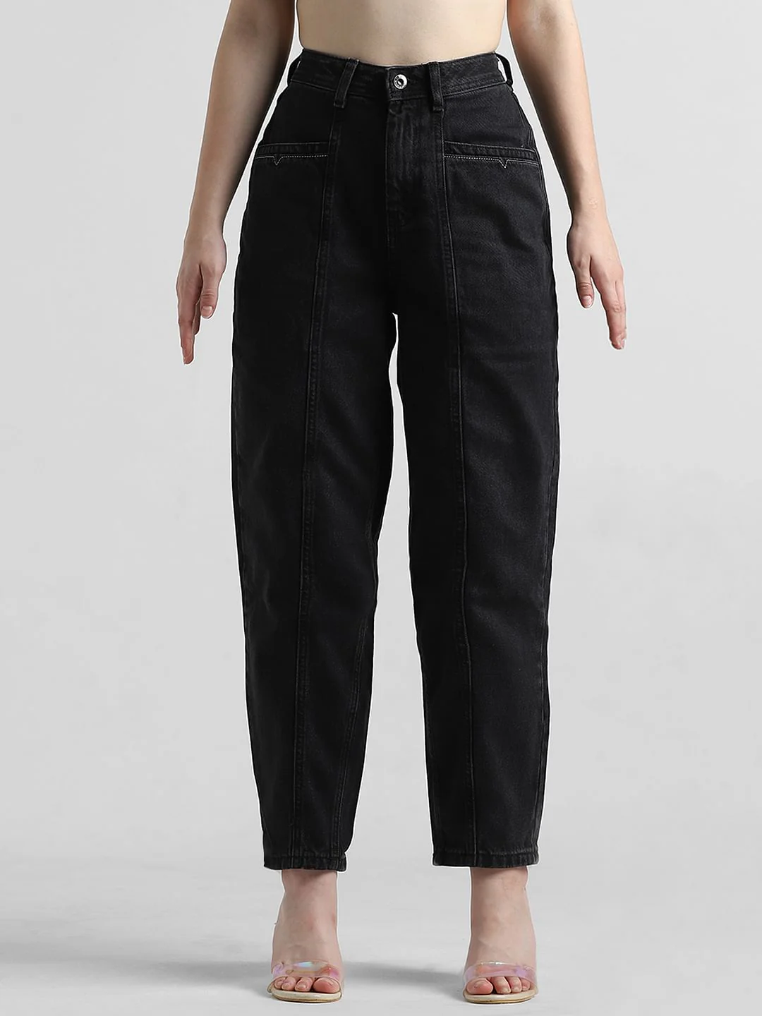 Black High Rise Pintuck Baggy Jeans - Image 7