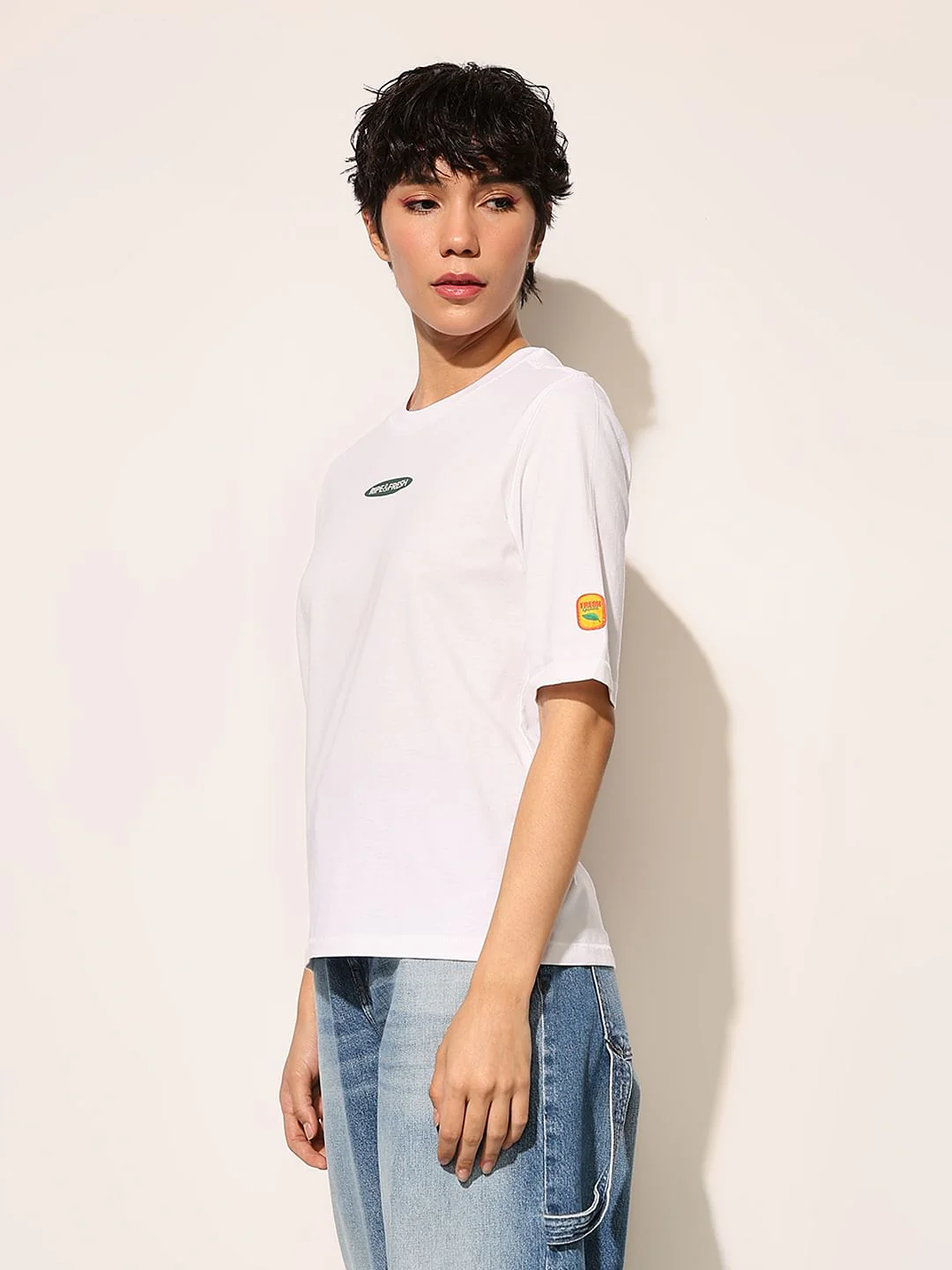 White Printed Cotton T-Shirt - Image 5