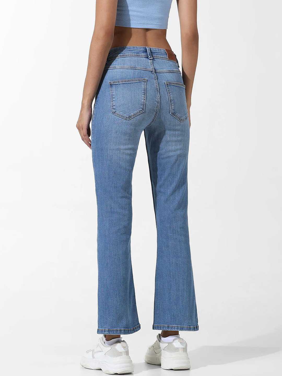 Blue High Rise Flared Jeans - Image 5