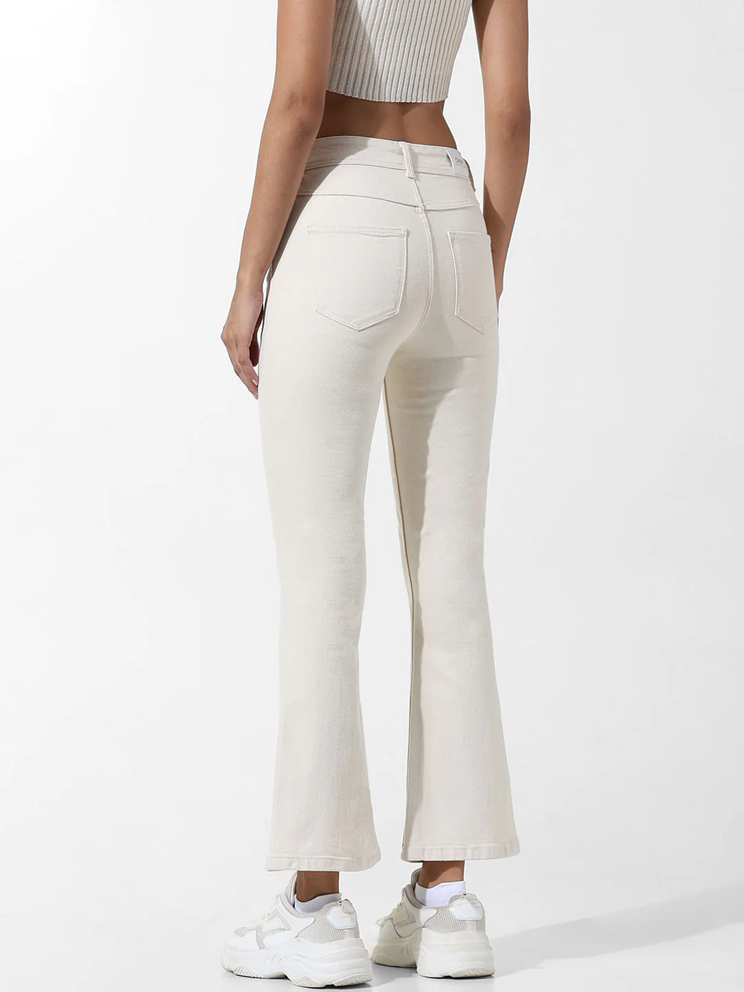 Ecru High Rise Flared Jeans - Image 5