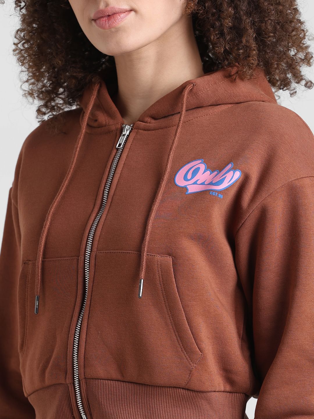 Brown Zip-Up Hooded Sweatshirt - Image 4