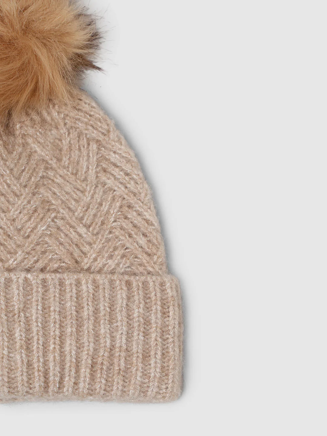 Beige Rib-Knit Beanie - Image 4