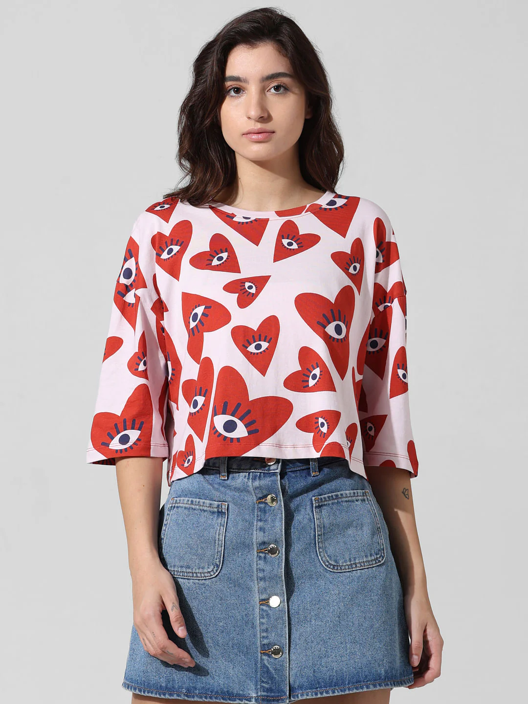 Red Printed Boxy Fit T-Shirt - Image 3